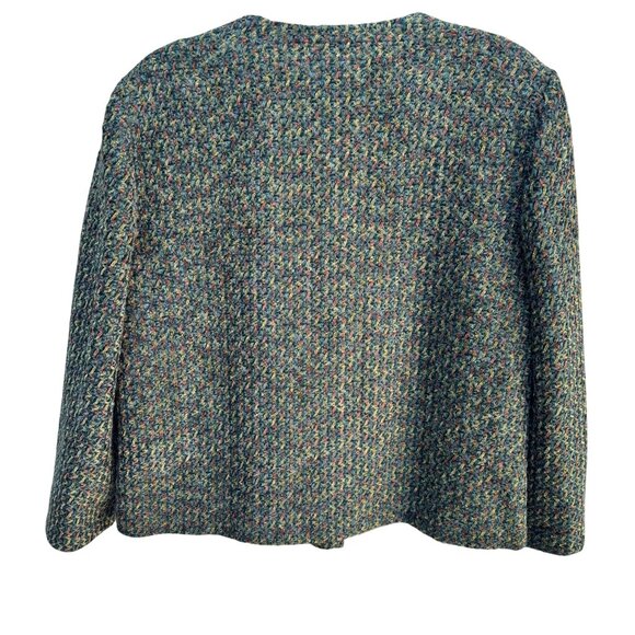 Requirements Boucle Tweed Academia Womens Green Textured Button-Up Jacket Blazer - Picture 4 of 7